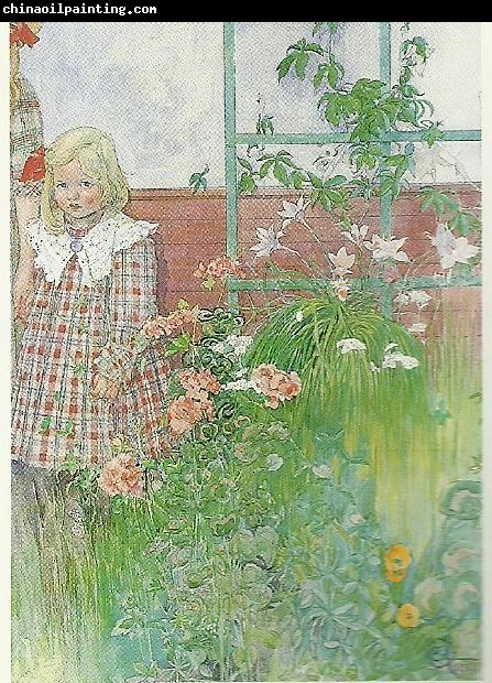 Carl Larsson stott- flicka vid spalier