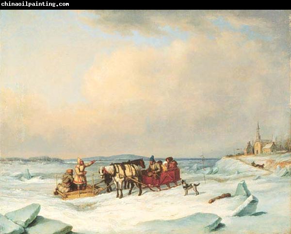 Cornelius Krieghoff The Ice Bridge at Longue-Pointe