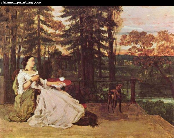 Courbet, Gustave Dame auf der Terrasse (Le dame de Francfort)