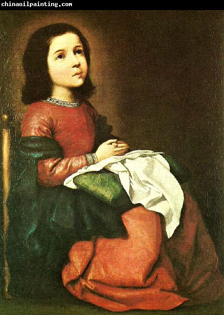 Francisco de Zurbaran girl virgin at prayer