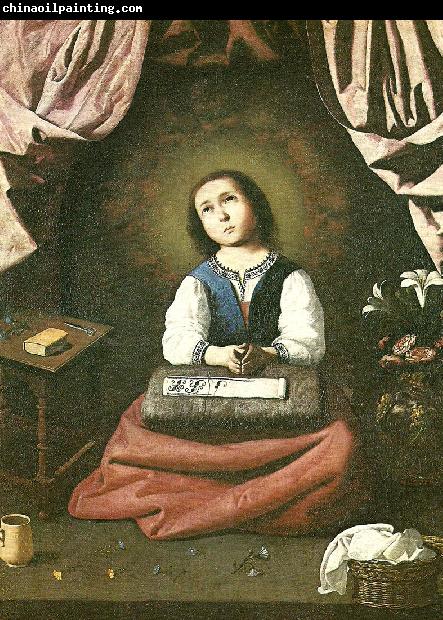 Francisco de Zurbaran the virgin as a girl, praying