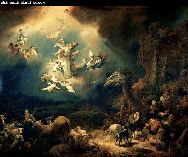 Govert flinck Angels announcing Christ's birth to the shepherds