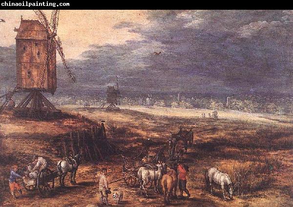 Jan Brueghel The Elder Landscape with Windmills