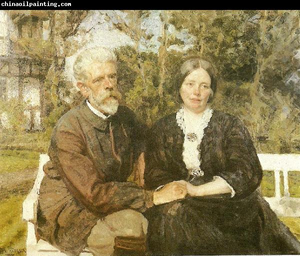 Julius Paulsen laurits tuxen og hustru frederikke i haven ved villa dagminne i skagen