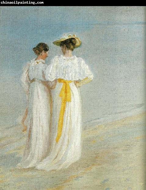 Michael Ancher sommeraften pa skagen sonderstrand, anna ancher og marie kroyer