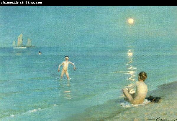 Peter Severin Kroyer badende drenge en sommeraften ved skagen strand