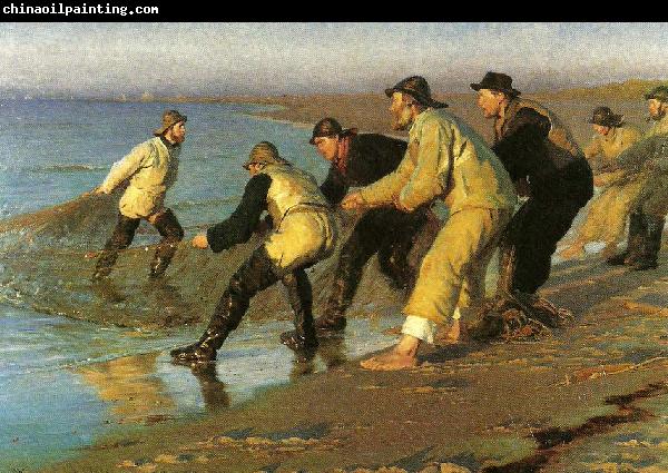 Peter Severin Kroyer fiskere traekker vod pa skagen nordstrand