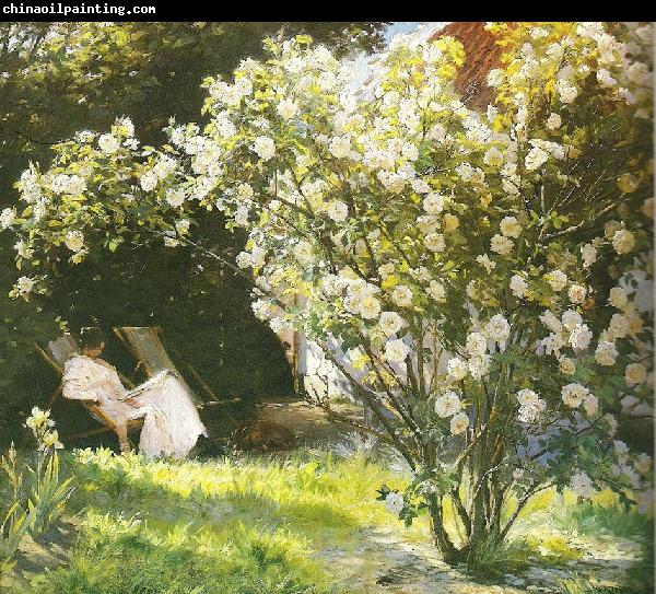 Peter Severin Kroyer haveparti fra skagen med kunstnerens hustru