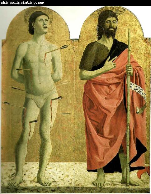 Piero della Francesca sts sebastian and john the baptist from the polyptych of the misericordia