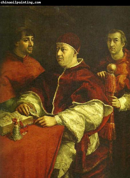 Raphael pope leo x with cardinals giulio de'