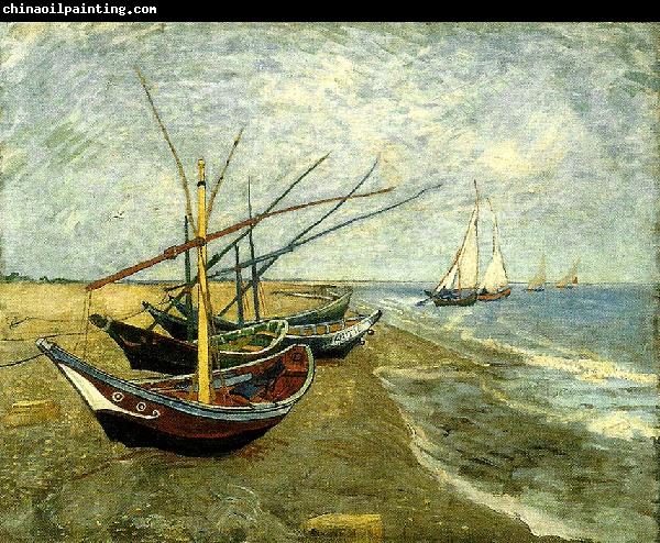 Vincent Van Gogh fiskear pa stranden vid saintes-mariesbat