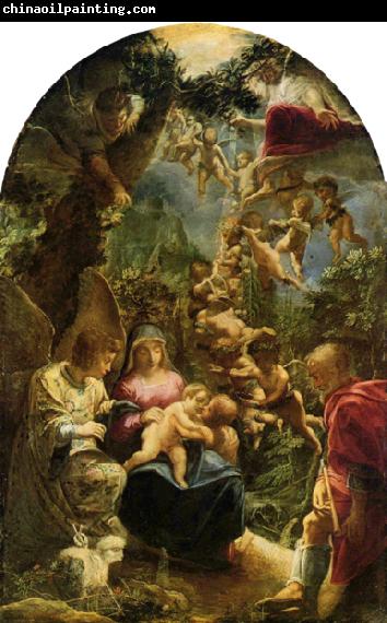 Adam Elsheimer Heilige Familie mit Engeln