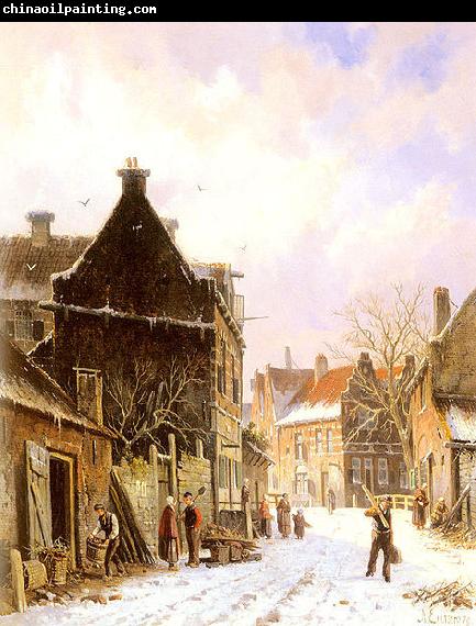 Adrianus Eversen A Village Street Scene in Winter