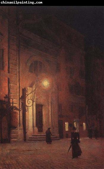 Aleksander Gierymski Street at night