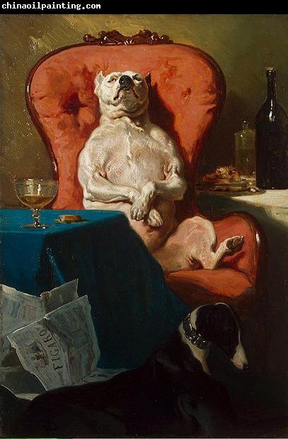 Alfred Dedreux Pug Dog in an Armchair