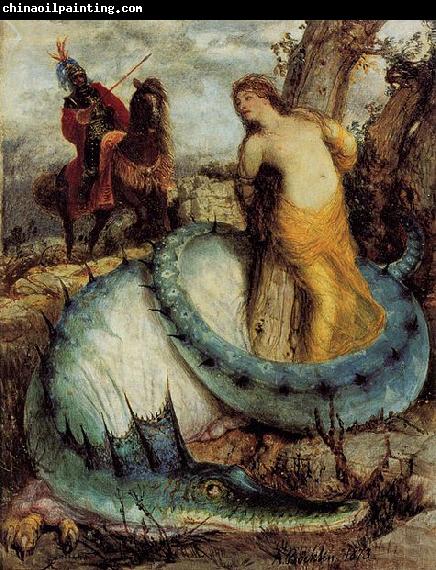 Arnold Bocklin Angelika von einem Drachen bewacht oder Angelica und Ruggiero