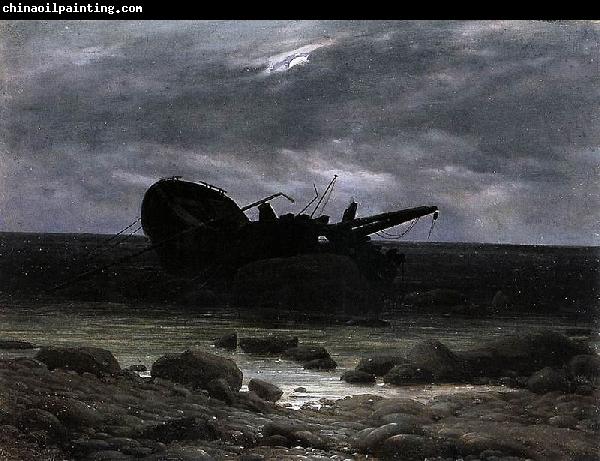 Caspar David Friedrich Wreck in the Moonlight