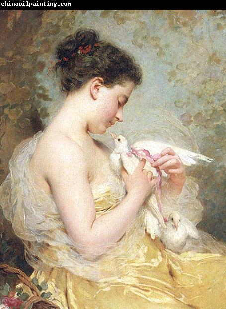 Charles Joshua Chaplin A Beauty with Doves