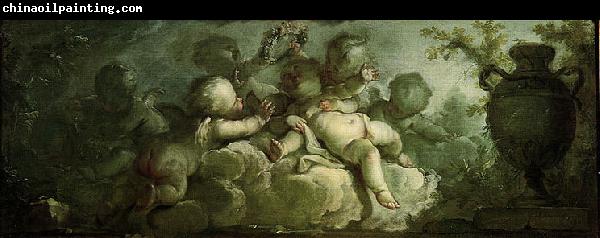 Dirk van der Aa Playing Putti on Clouds