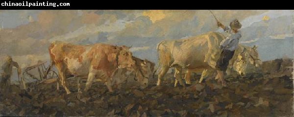 Ettore Tito Oxen Plowing