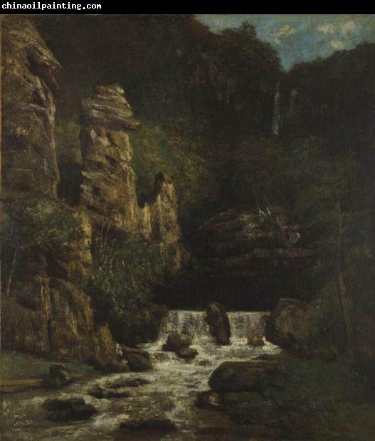 Gustave Courbet Landscape with Waterfall