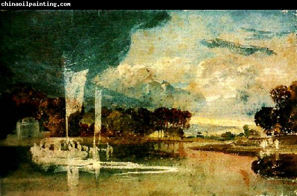 J.M.W.Turner the thames at isleworth with pavilion and syon ferry