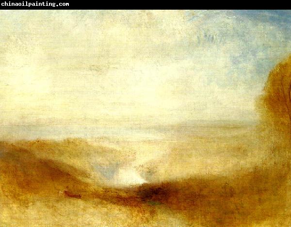 J.M.W.Turner landscape with a river and a bay in the distance