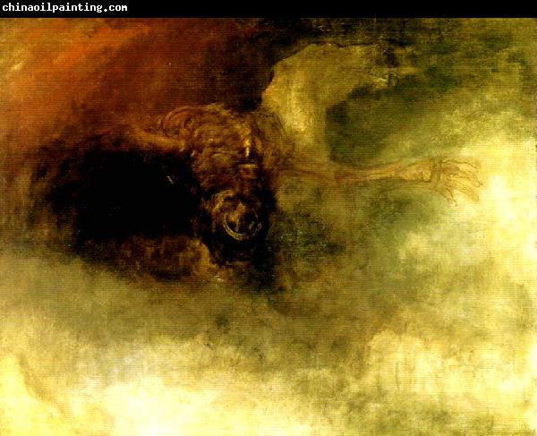 J.M.W.Turner a skeleton falling off a horse in mid-air