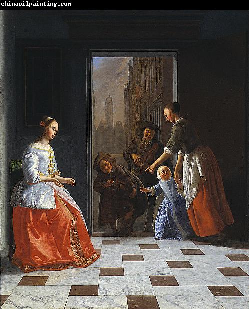 Jacob Ochtervelt Street Musicians at the Door