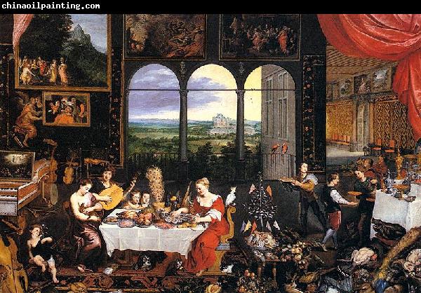 Jan Brueghel The Elder The Senses of Hearing, Touch and Taste