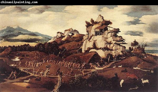 Jan Mostaert Landscape with an Episode from the Conquest of America or Discovery of America