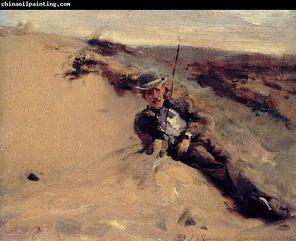 John Singer Sargent Ralph Curtis on the Beach in Scheveningen