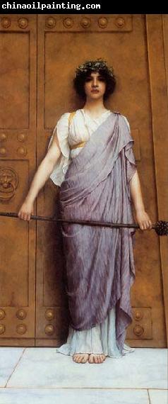 John William Godward At the Gate of the Temple