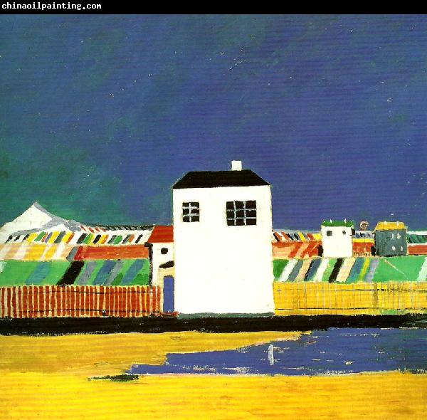 Kazimir Malevich landscape with a white house