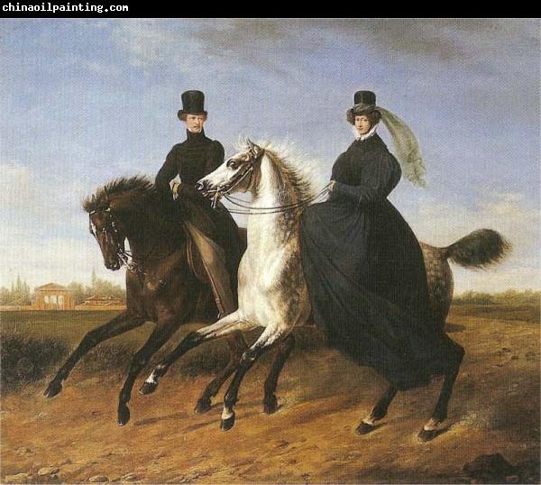 Marie Ellenrieder General Krieg of Hochfelden and his wife on horseback,