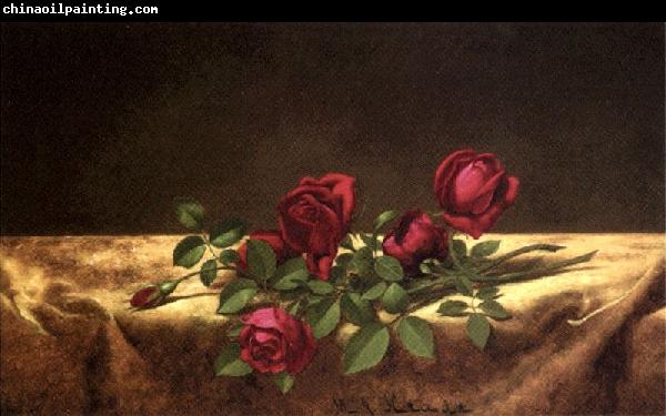 Martin Johnson Heade Roses Lying on Gold Velvet