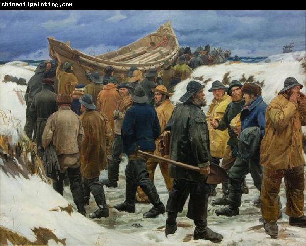 Michael Ancher The Lifeboat is Taken through the Dunes