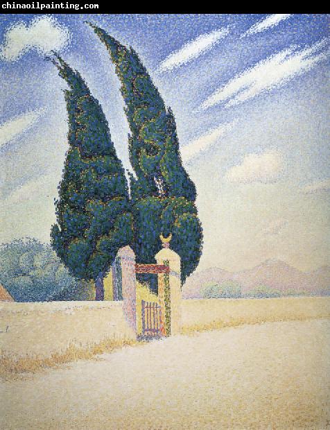 Paul Signac two cypresses mistral