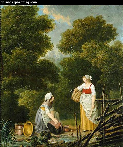 Pehr Hillestrom Two Maid Servants at a Brook