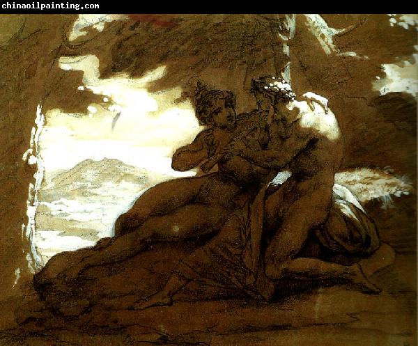 Theodore   Gericault nymphe et satyre