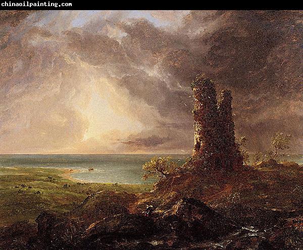 Thomas Cole Romantic Landscape with Ruined Tower