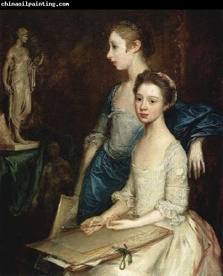 Thomas Gainsborough Portrat von Molly und Peggy mit Zeichenutensilien