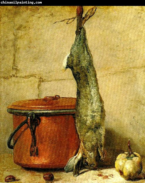 jean-simeon chardin stilleben med hare och kopparkittel