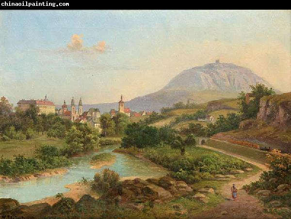 unknow artist A View of Roudnice with Mount rip