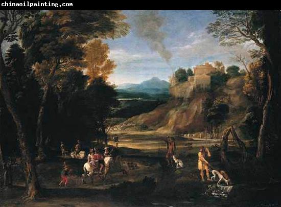 unknow artist Landscape with a Hunting Party