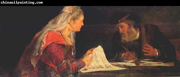 Aert de Gelder Esther and Mordechai writing the second letter of Purim