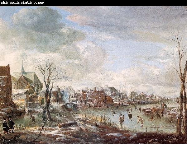 Aert van der Neer with Golfers and Skaters