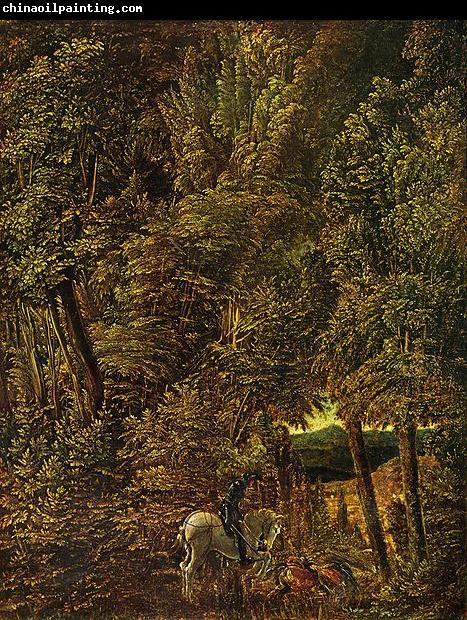 Albrecht Altdorfer Countryside of wood with Saint George fighting the dragon