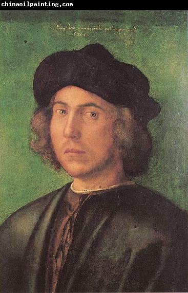 Albrecht Durer Portrat eines jungen Mannes vor grunem Hintergrund