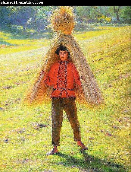 Aleksander Gierymski A boy carrying a sheaf